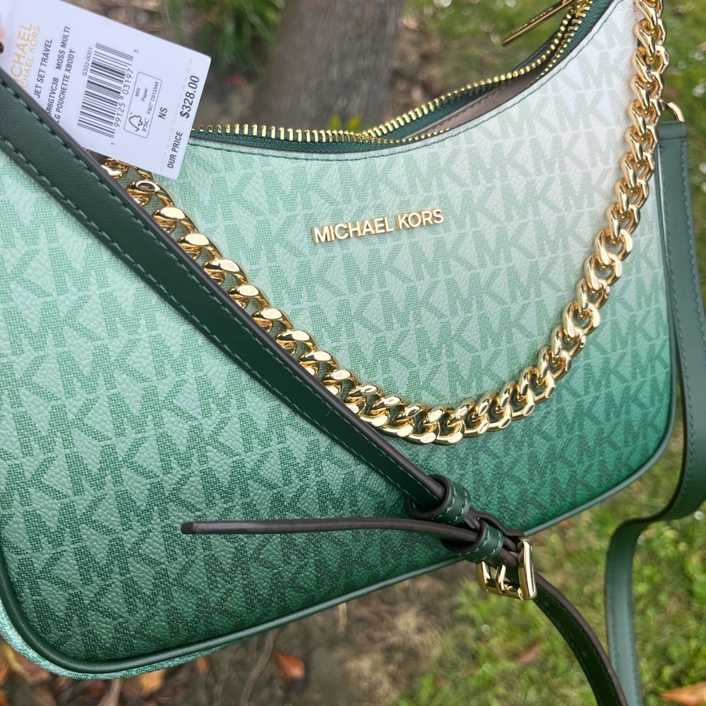 Michael Kors Ombré Moss/Green Multi Large Pochette - Picture 8 of 8